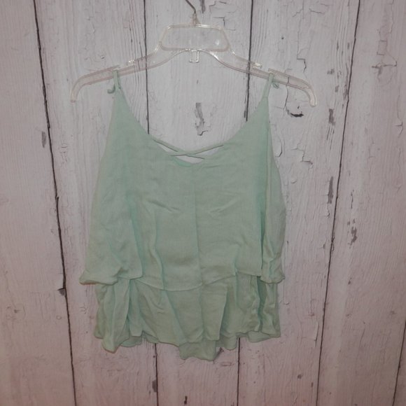 Emmelee Womens Small Lime Green Tiered Tank Top - Picture 4 of 8